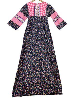Denise Are Here! Women's Back Zip Maxi Dress Long Sleeve Size 7/8 Multi Floral